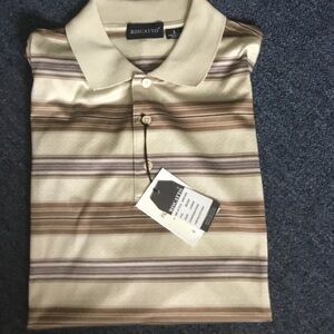 Riscatto Men’s Cream & Brown Striped Polo made in Italy